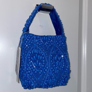 NWT Viral India Bead Blue Bucket Bag